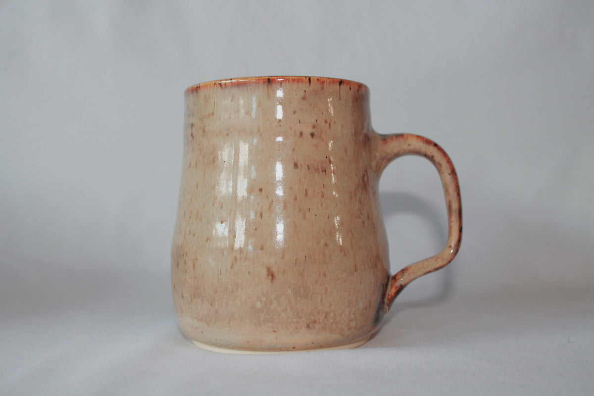 Speckled Beige Angled Handle Mug